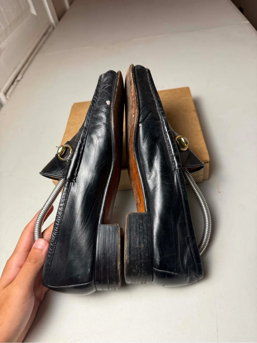 1953 Gucci Horsebit Loafers Black Men Sz 44 Leather Dress Shoes Tom Ford Snaffle